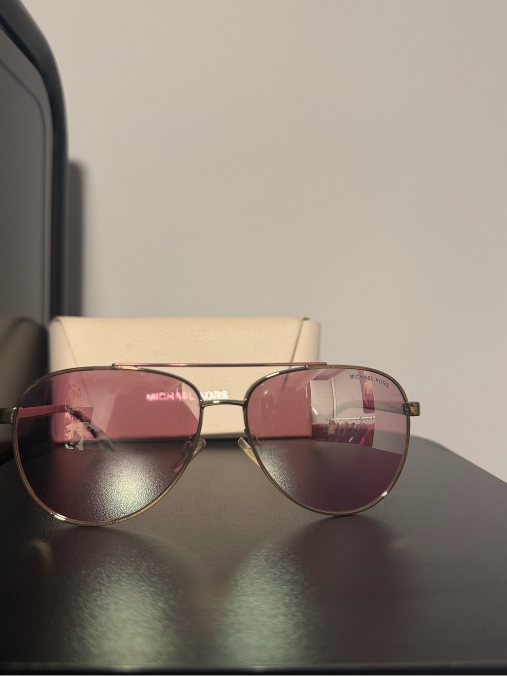 Pink Michael Kors Women’s Aviator Reflective Sunglasses with Box